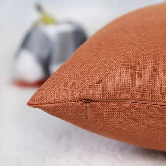 4th Emotion Throw Pillow Covers Fall Cotton Linen Sofa 2 Pcs Orange 12x20 inch - Picture 7 of 9